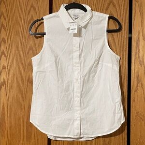 J. Crew White Sleeveless Button-Down Shirt